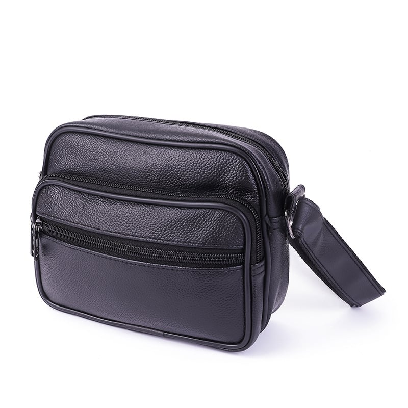 Férfiak számára készült crossbody bőrtáska, valódi bőrből, két rétegű marhabőr, vízálló, nagy kapacitás üzleti utazásokhoz.