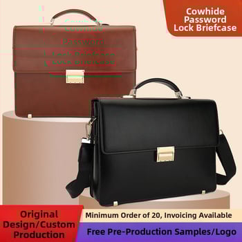 Podniková taška z pravej kože s kombinovaným zámkom, rozšíriteľná, odolná voči opotrebeniu, vodotesná