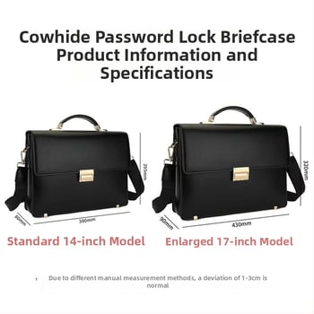 Podniková taška z pravej kože s kombinovaným zámkom, rozšíriteľná, odolná voči opotrebeniu, vodotesná