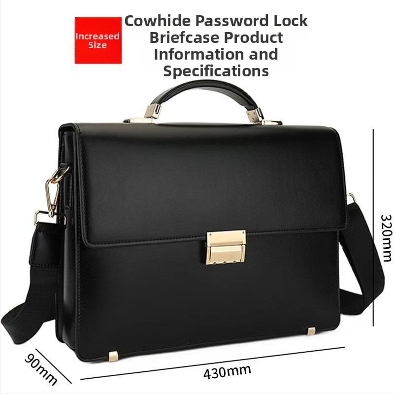 Podniková taška z pravej kože s kombinovaným zámkom, rozšíriteľná, odolná voči opotrebeniu, vodotesná