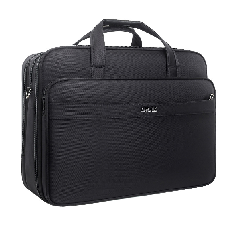 Férfi üzleti aktatáska – ingázó stílus, Oxford vászon, belső nylon bélés, egyszínű minta, ütésálló, bővíthető, üzleti utazásokhoz