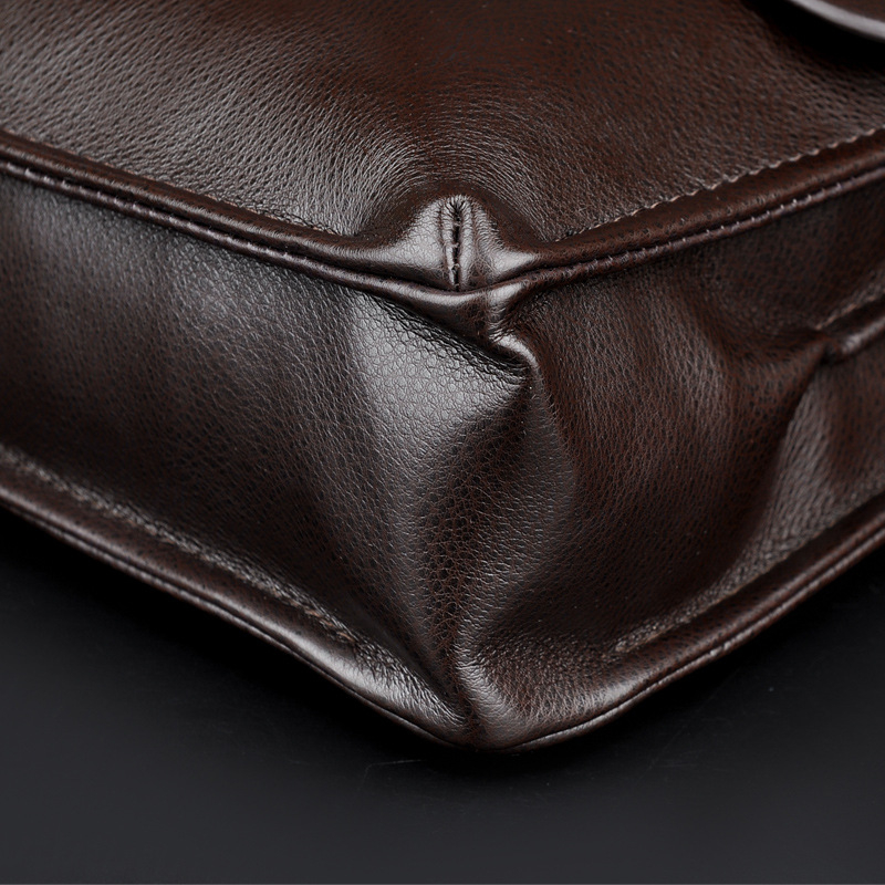 Férfi váll- és oldaltáska – üzleti PU bőr, vízszintes négyzet alakú, zárófedéllel, belső rekesz ID-nek, telefon, zipzár, laptop és kamera, modell JS8865