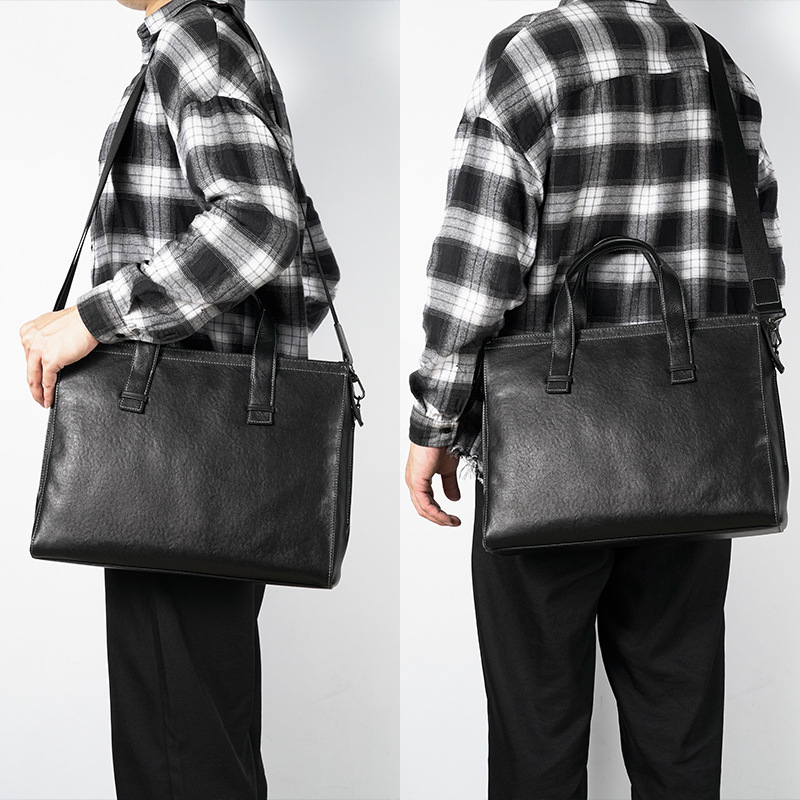 Férfi bőr üzleti aktatáska, modell 6777-3, üzleti utazás stílus, első osztályú borjúbőr, kopásálló, bővíthető