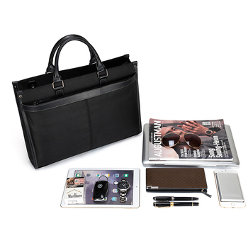 Nylon férfi üzleti irattáska, vízálló, kopásálló, poliészter bélés, egyszínű minta