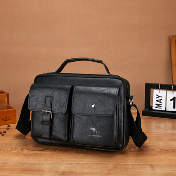 Férfi vállon átvetett táska – PU bőr, modell 9005, üzleti ingázás stílus