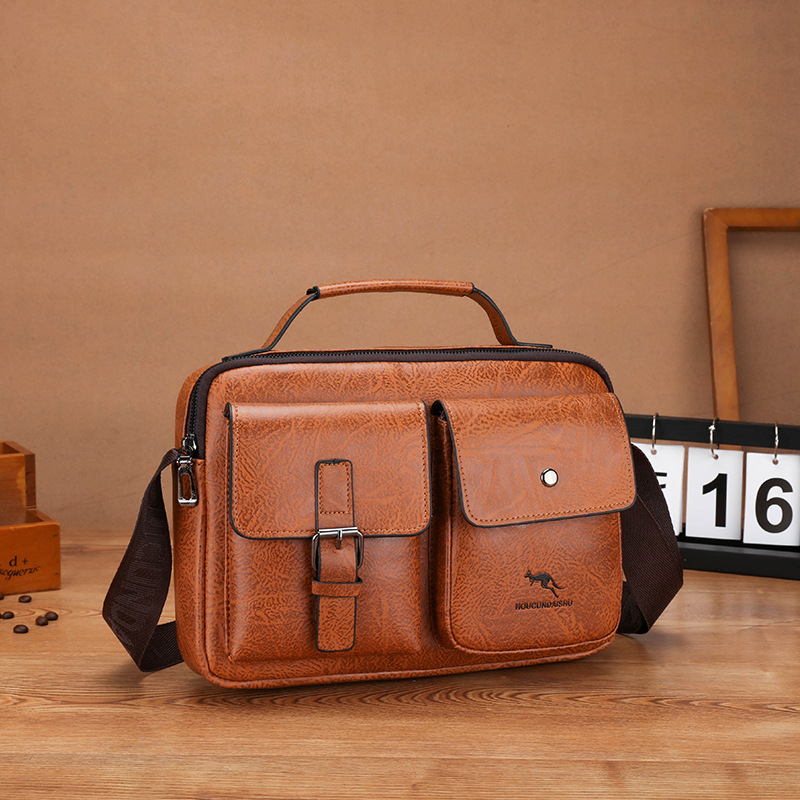 Férfi vállon átvetett táska – PU bőr, modell 9005, üzleti ingázás stílus