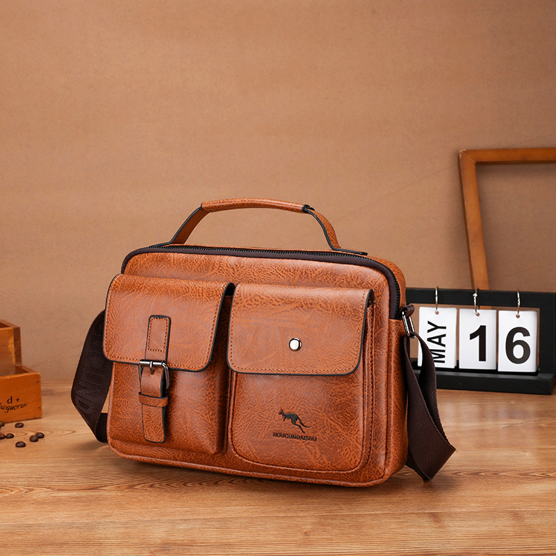 Férfi vállon átvetett táska – PU bőr, modell 9005, üzleti ingázás stílus