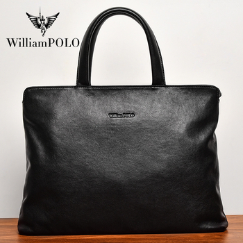 Férfi üzleti aktatáska – valódi bőr, modell 213139, vízálló, poliészter bélés, egyszínű dizájn