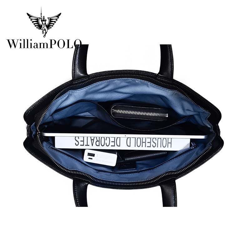 Férfi üzleti aktatáska – valódi bőr, modell 213139, vízálló, poliészter bélés, egyszínű dizájn