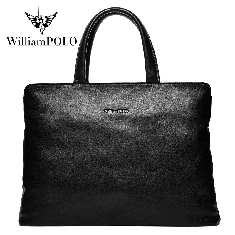 Férfi üzleti aktatáska – valódi bőr, modell 213139, vízálló, poliészter bélés, egyszínű dizájn