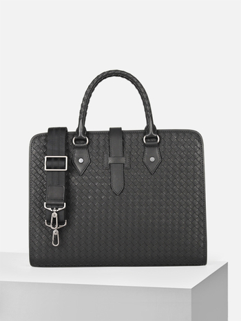 Férfi kézitáska mikroszálas anyagból, egyszínű mintázat, poliészter bélés, ideális üzleti utazásokhoz