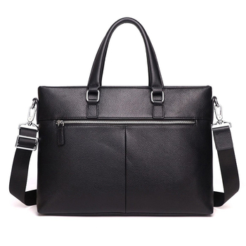 Férfi üzleti táska valódi bőrből, városi minimalist stílus, felsőréteg marhabőrből, poliészter bélés, egyszínű mintázat, vízálló