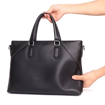 Férfi üzleti táska valódi bőrből, városi minimalist stílus, felsőréteg marhabőrből, poliészter bélés, egyszínű mintázat, vízálló