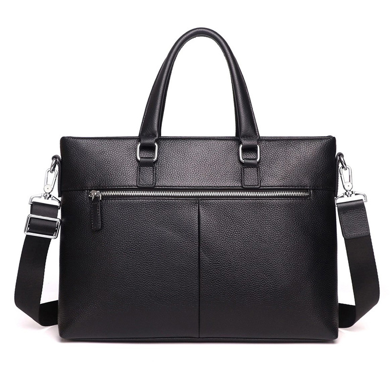 Férfi üzleti táska valódi bőrből, városi minimalist stílus, felsőréteg marhabőrből, poliészter bélés, egyszínű mintázat, vízálló