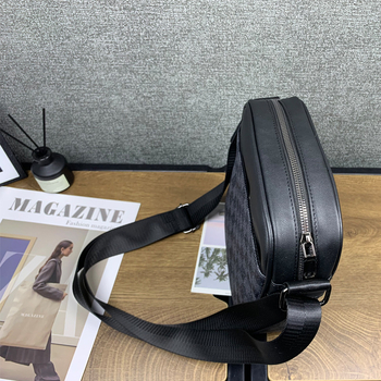 Férfi válltáska, PU bőr, kockás mintázat, üzleti út stílus, poliészter bélés