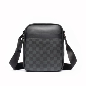 Férfi válltáska, PU bőr, kockás mintázat, üzleti út stílus, poliészter bélés