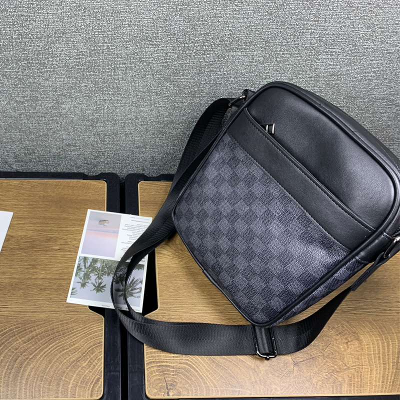 Férfi válltáska, PU bőr, kockás mintázat, üzleti út stílus, poliészter bélés