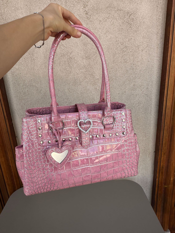 Geantă Tote croco, pentru femei, stil stradal, material PU, formă orizontală pătrată, căptușeală poliester