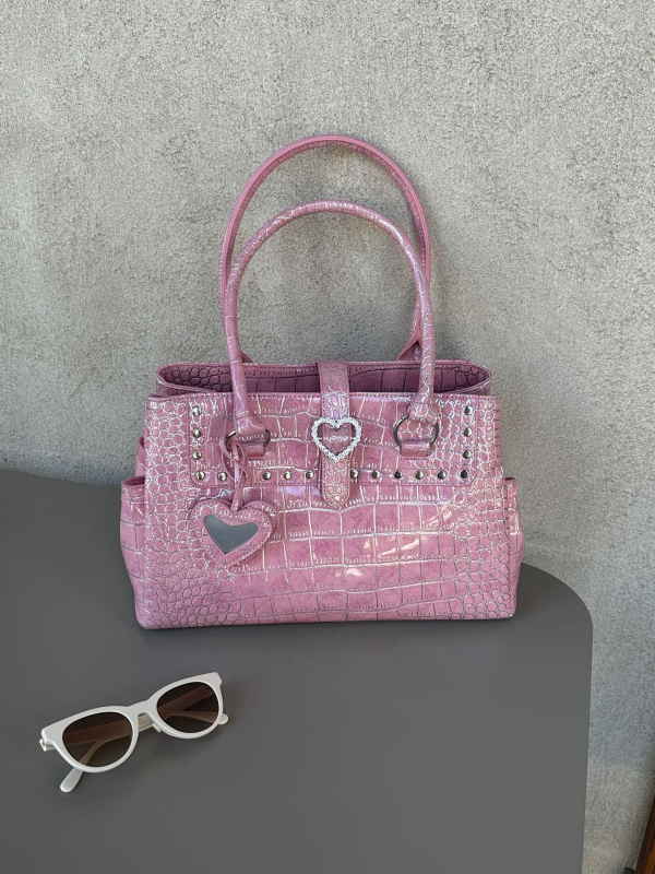 Geantă Tote croco, pentru femei, stil stradal, material PU, formă orizontală pătrată, căptușeală poliester