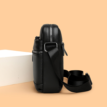 Pánska kožená taška cez rameno – biznis cestovanie, pravá koža, vrchná vrstva hovädzej kože, podšívka z polyesteru