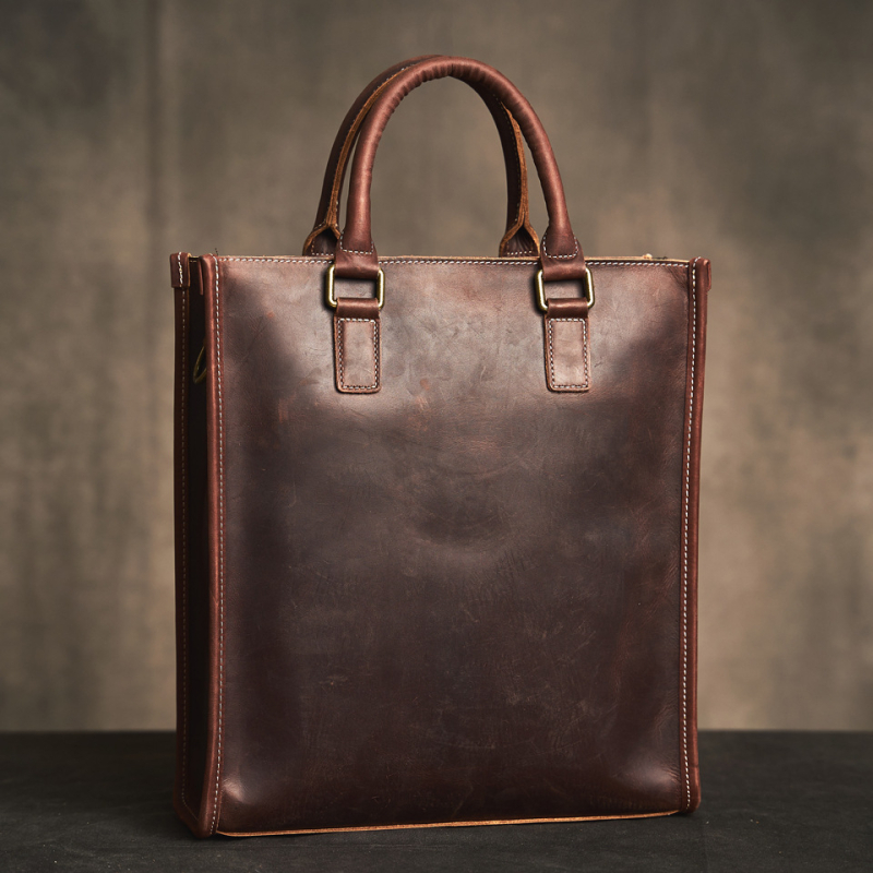 Mapă de afaceri din piele naturală, piele de vită de înaltă calitate, căptușeală din piele, rezistentă la uzură, pentru călătorii de recreere