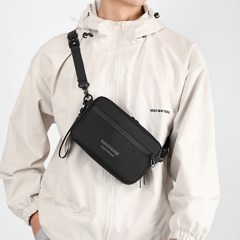 Muška crossbody torba, multifunkcionalna za poslovna putovanja i svakodnevnu upotrebu, gradski minimalistički stil, najlon s poliesterom podstavom, džep za 8-inčni uređaj