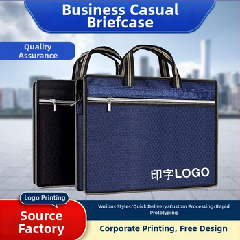 Документна чанта от оксфордска тъкан с цип, преносим портфейл за документи и компютър, двойнослойна конструкция