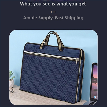 Документна чанта от оксфордска тъкан с цип, преносим портфейл за документи и компютър, двойнослойна конструкция