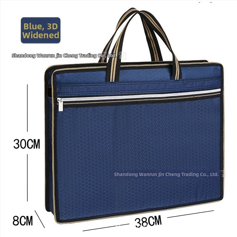 Документна чанта от оксфордска тъкан с цип, преносим портфейл за документи и компютър, двойнослойна конструкция
