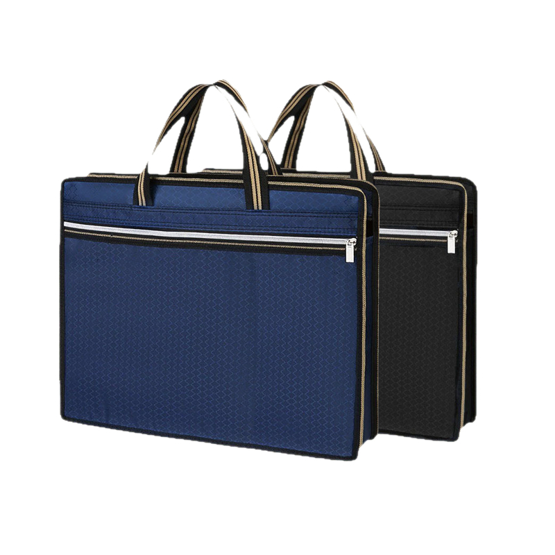 Документна чанта от оксфордска тъкан с цип, преносим портфейл за документи и компютър, двойнослойна конструкция