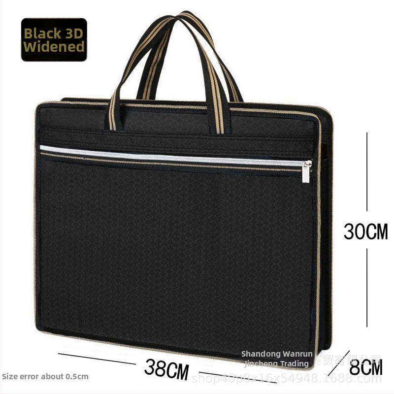 Документна чанта от оксфордска тъкан с цип, преносим портфейл за документи и компютър, двойнослойна конструкция