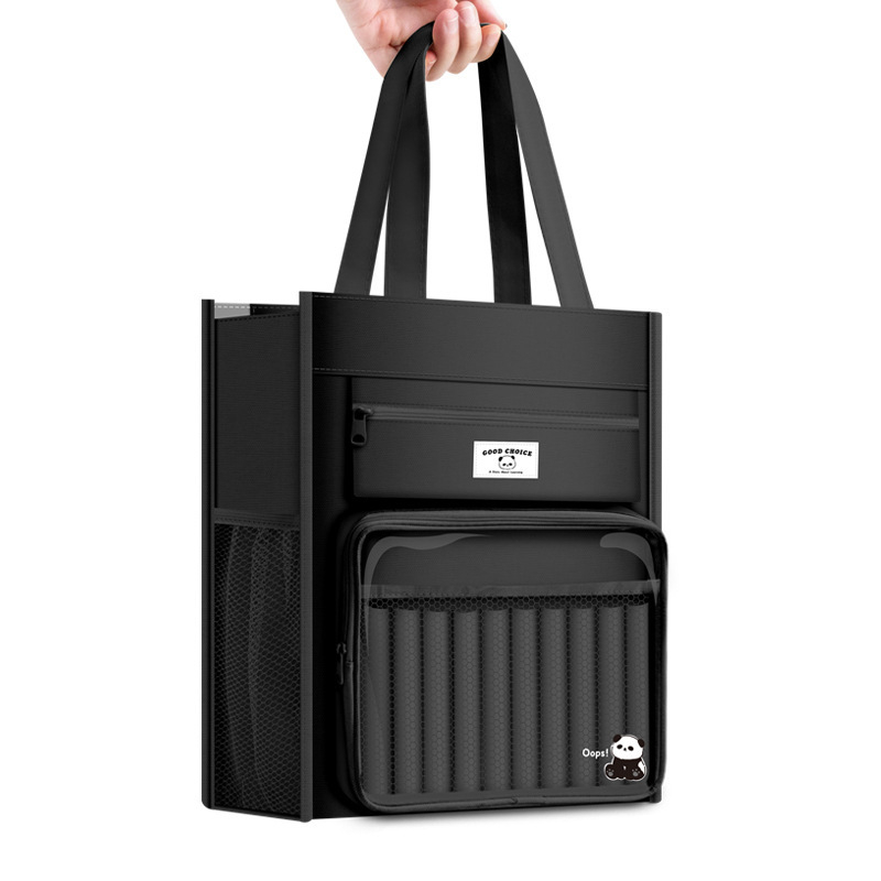 Платнена ученическа чанта за книги с затваряне и карикатурен дизайн