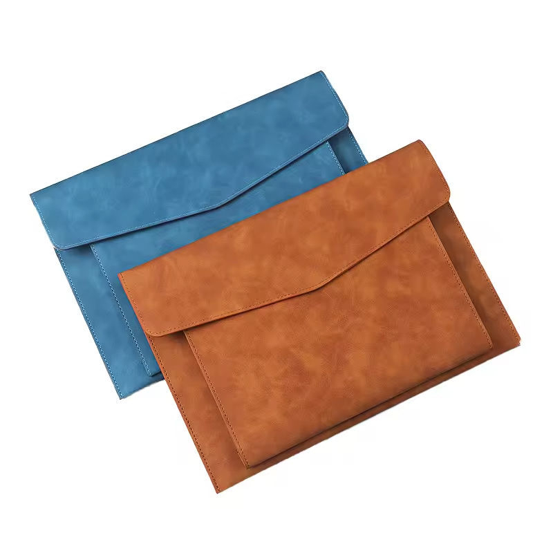 Ino PU кожена папка за документи, голям капацитет за съхранение, съхранение на документи и договори, закопчаване със щипка, правоъгълна форма