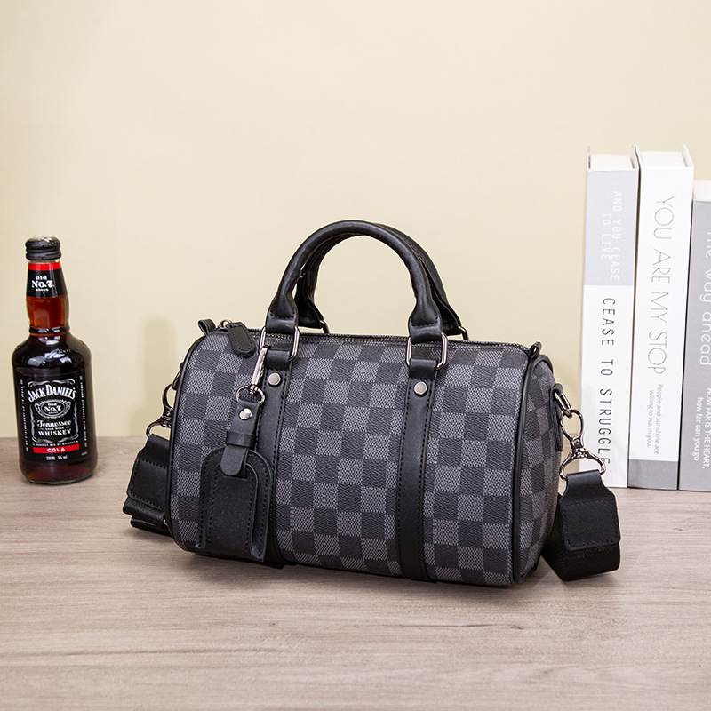 Muški karirani crossbody ruksak, velika kapaciteta, PVC materijal, vodootporan, poliester podstava
