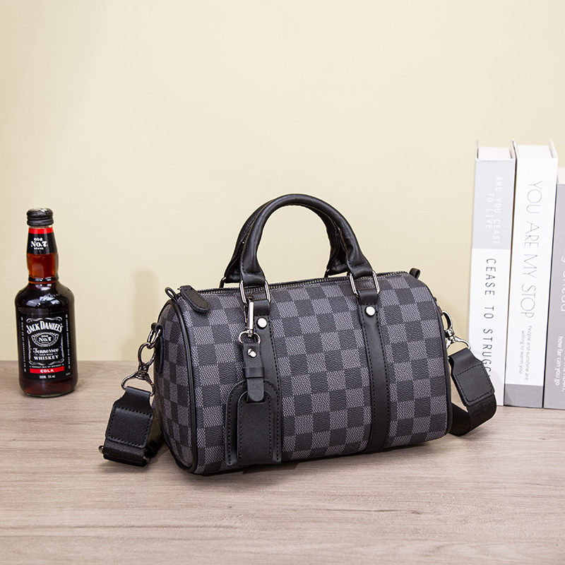 Muški karirani crossbody ruksak, velika kapaciteta, PVC materijal, vodootporan, poliester podstava