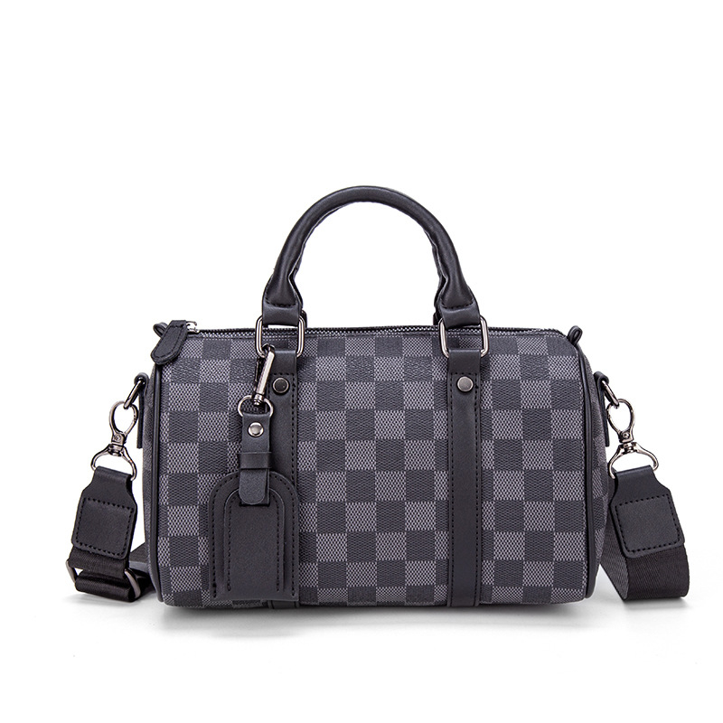 Muški karirani crossbody ruksak, velika kapaciteta, PVC materijal, vodootporan, poliester podstava