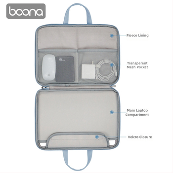 Baona kožená taška na notebook, s plným otvorením, unisex, kompatibilná s Apple, Huawei a Lenovo