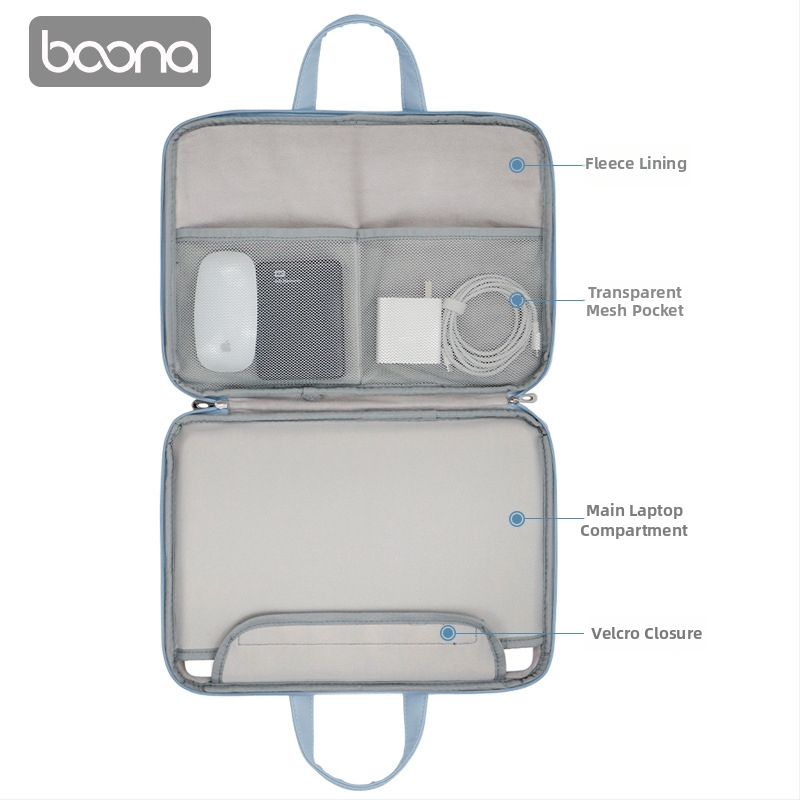 Baona kožená taška na notebook, s plným otvorením, unisex, kompatibilná s Apple, Huawei a Lenovo
