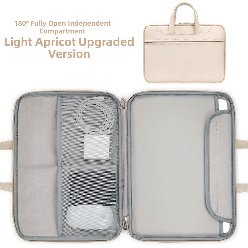 Baona kožená taška na notebook, s plným otvorením, unisex, kompatibilná s Apple, Huawei a Lenovo