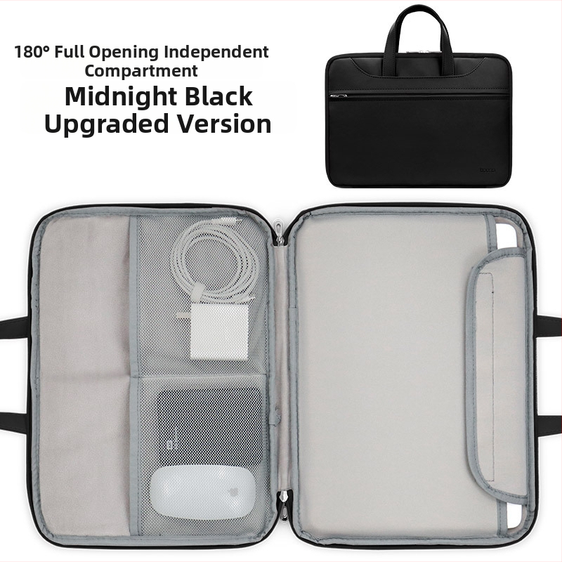 Baona kožená taška na notebook, s plným otvorením, unisex, kompatibilná s Apple, Huawei a Lenovo