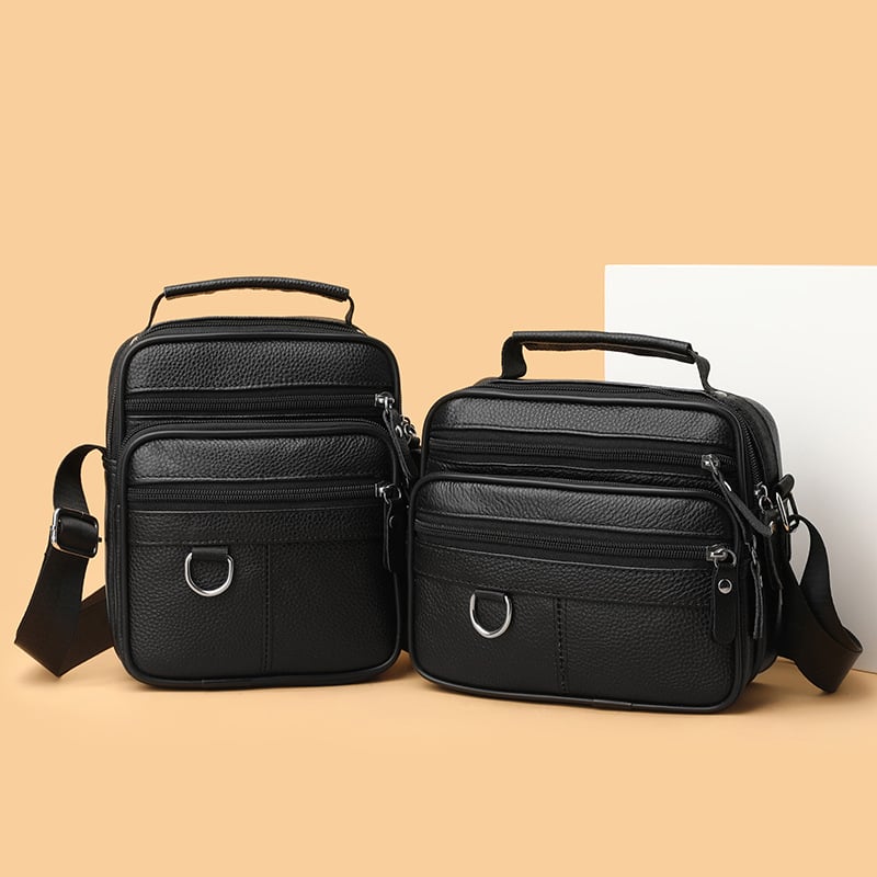 Muška torba za rame od prave kože, prva kvaliteta teleće kože, vodootporna, višestruki pretinci, uspravni crossbody dizajn