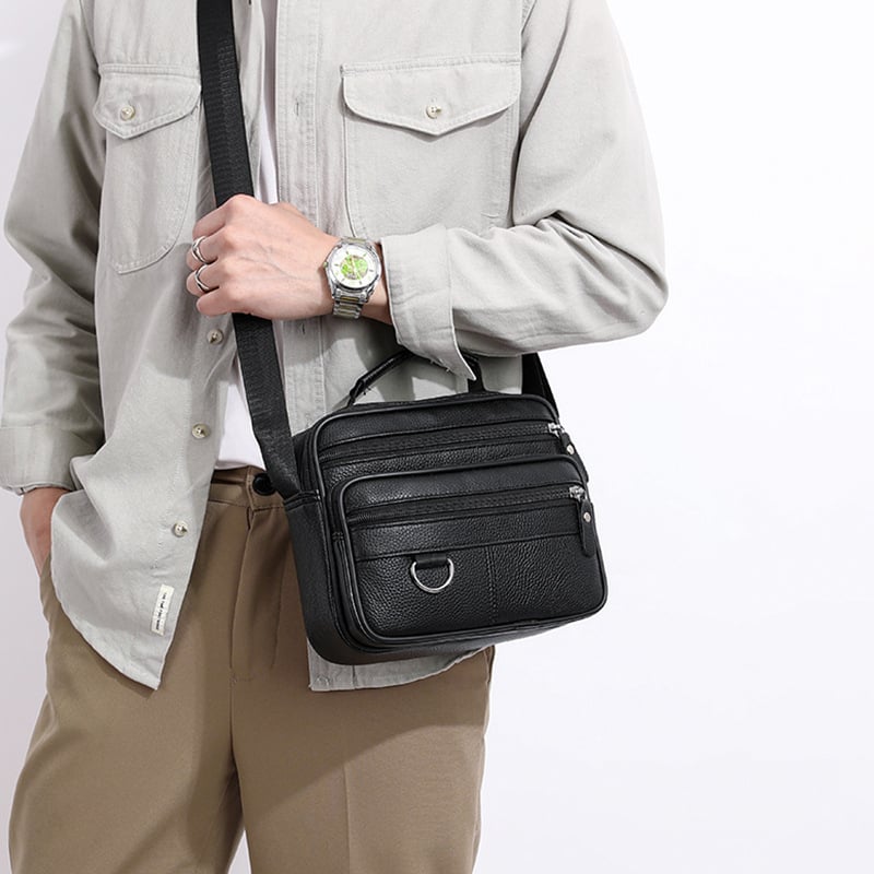 Muška torba za rame od prave kože, prva kvaliteta teleće kože, vodootporna, višestruki pretinci, uspravni crossbody dizajn