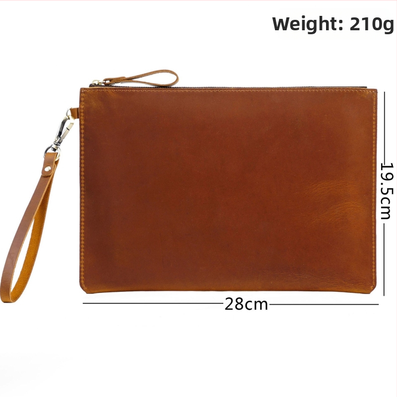 Τσάντα φορητού υπολογιστή από δέρμα πρώτης στρώσης, unisex με φερμουάρ για έγγραφα και iPad, άνοιξη 2025, αναπνεόμενη, αδιάβροχη, ανθεκτική στη φθορά, επένδυση από γνήσιο δέρμα