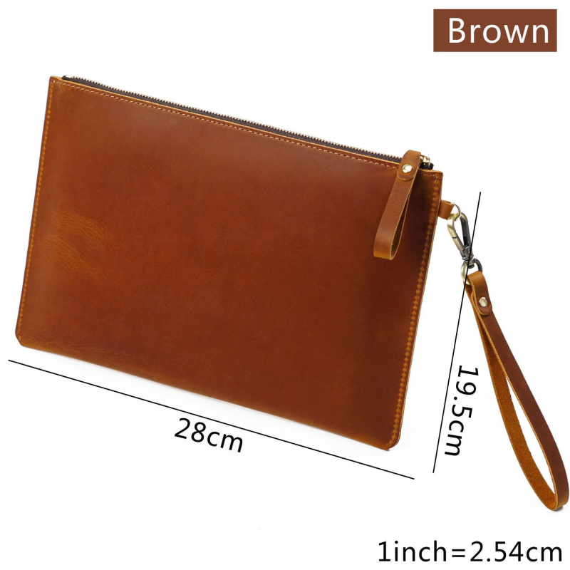 Τσάντα φορητού υπολογιστή από δέρμα πρώτης στρώσης, unisex με φερμουάρ για έγγραφα και iPad, άνοιξη 2025, αναπνεόμενη, αδιάβροχη, ανθεκτική στη φθορά, επένδυση από γνήσιο δέρμα