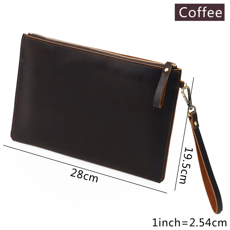 Τσάντα φορητού υπολογιστή από δέρμα πρώτης στρώσης, unisex με φερμουάρ για έγγραφα και iPad, άνοιξη 2025, αναπνεόμενη, αδιάβροχη, ανθεκτική στη φθορά, επένδυση από γνήσιο δέρμα