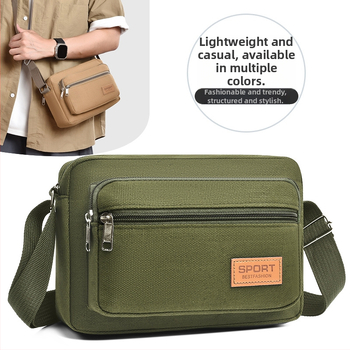 Kanvasová viacvrstvová pánska taška cez rameno na biznis cesty, model Ym&3169, materiál: plátno, podšívka: textil, vhodná na každodenné použitie