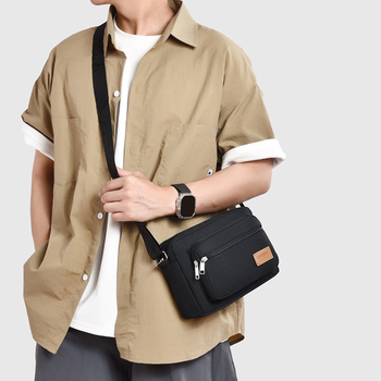 Kanvasová viacvrstvová pánska taška cez rameno na biznis cesty, model Ym&3169, materiál: plátno, podšívka: textil, vhodná na každodenné použitie