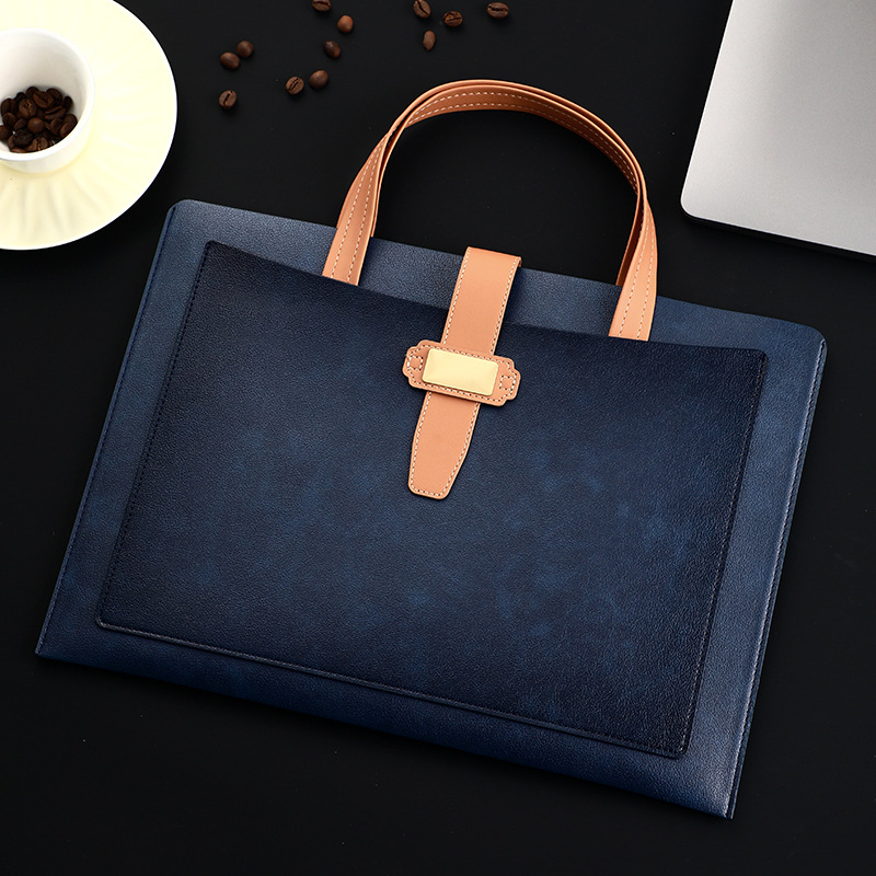 Кожена A4 чанта за документи с дръжка, делов файл кейс за договори, персонализируемо лого