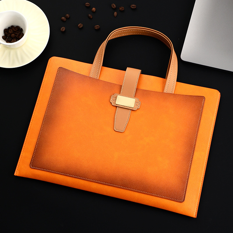 Кожена A4 чанта за документи с дръжка, делов файл кейс за договори, персонализируемо лого