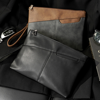Muška clutch torba, urbani minimalistički stil, PU koža, vodootporna, s 1 klipsom za novac, poliester odere